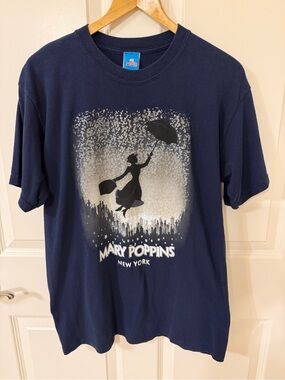 Disney Shirt Women’s Medium Blue Silver MARY POPPINS New York Broadway EUC